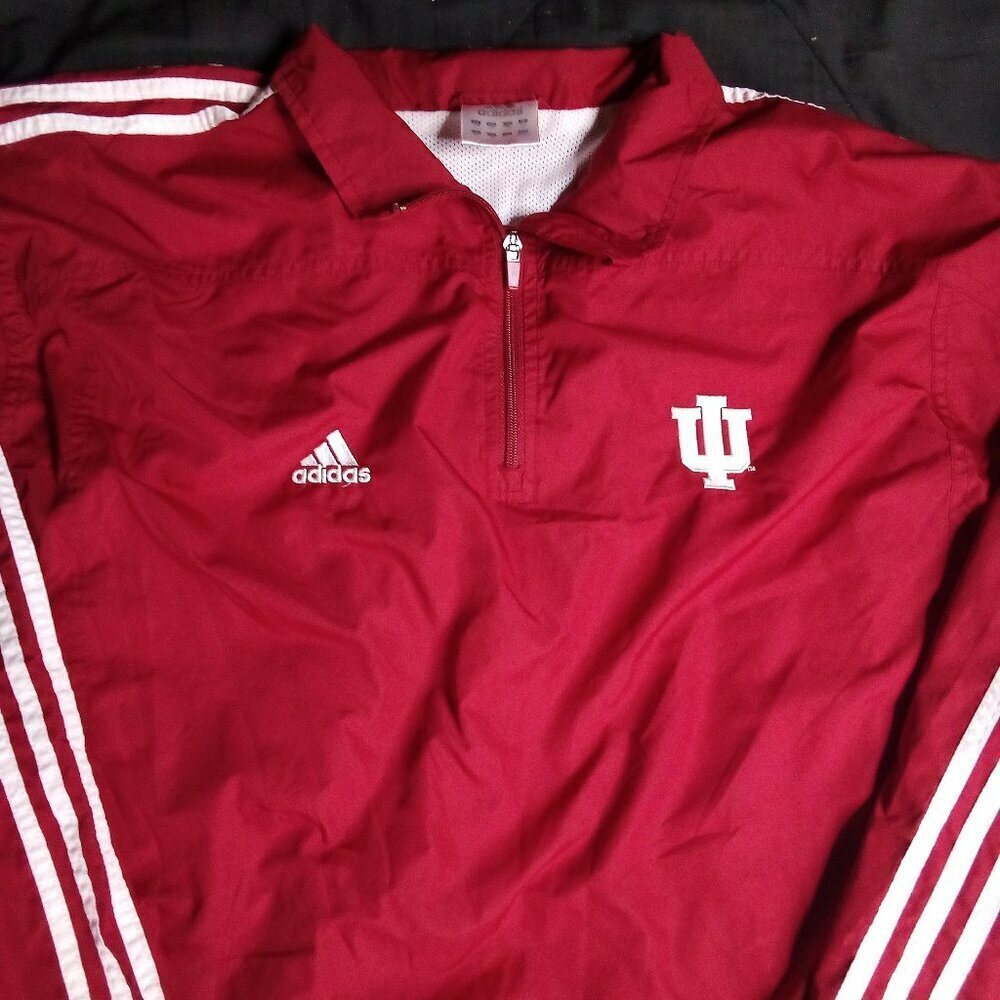 Vintage Adidas 3 Stripe Indiana University Hoosiers Pullover Windbreaker Jacket